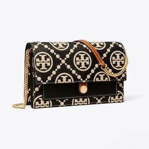Tory Burch T MONOGRAM CONTRAST EMBOSSED CHAIN WALLET